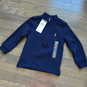 Ralph Lauren Baby Boy Cotton Interlock Quarter-Zip Pullover. 24 months. NWT.